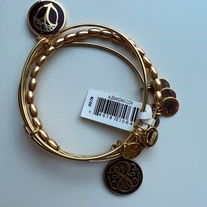 Alex and Ani gold charm bracelet, path of life holiday set, set of 3